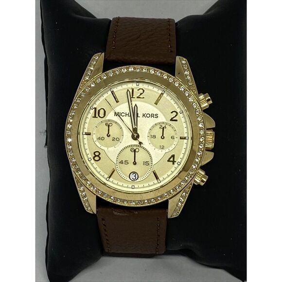 Michael Kors Blair MK5166 Women's Brown Leather Analog Dial Quartz Watch OP748 - Picture 1 of 12
